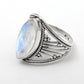 Rainbow Moonstone 925 Sterling Silver Cocktail Ring Size 7.5