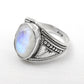 Crown Chakra Rainbow Moonstone Sterling Silver Cocktail Ring Size 7