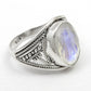 Oval Rainbow Moonstone Solid 925 Silver Crown Chakra Ring Size 7