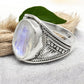 Oval Rainbow Moonstone Solid 925 Silver Crown Chakra Ring Size 7