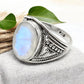 Rainbow Moonstone 925 Sterling Silver Cocktail Ring Size 7