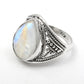 Pear Rainbow Moonstone Solid 925 Sterling Silver Ring Jewelry Size 7