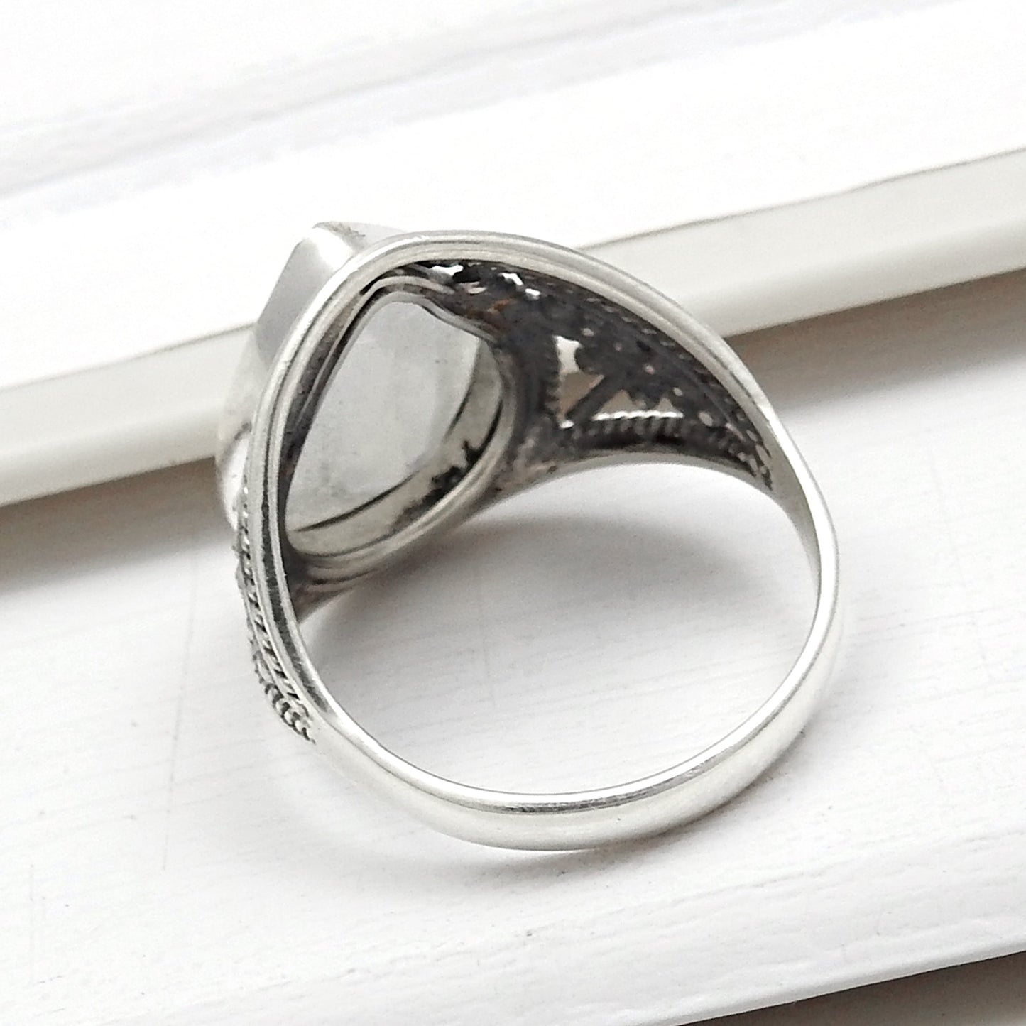 Pear Rainbow Moonstone Solid 925 Sterling Silver Ring Jewelry Size 7