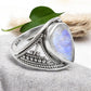 Pear Rainbow Moonstone 925 Silver Bezel Statement Ring Size 6