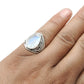 AAA Quality Natural Rainbow Moonstone 925 Sterling Silver Cocktail Ring Size 6.5