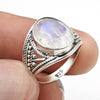 925 Sterling Silver Rainbow Moonstone Ring Women Jewelry Size 6.5
