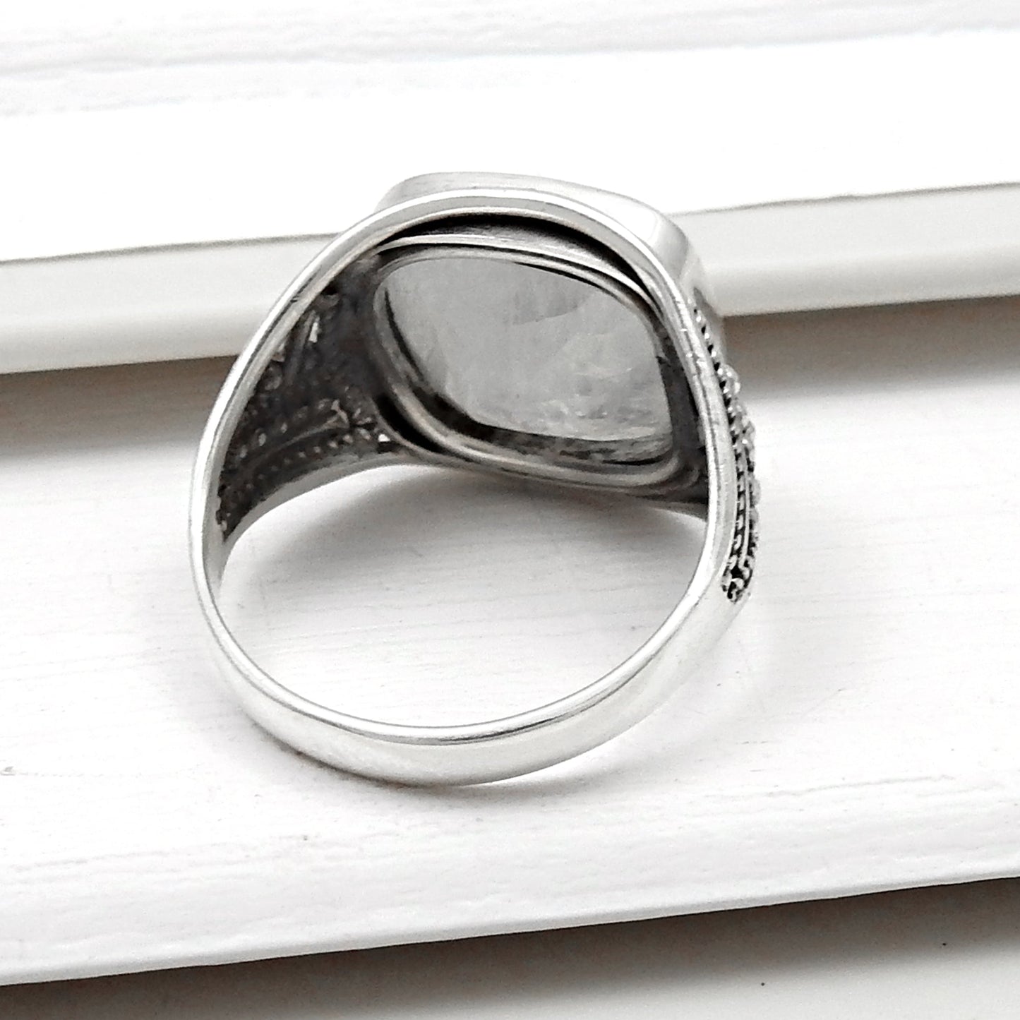 High Quality Natural Rainbow Moonstone 925 Sterling Silver Handmade Ring