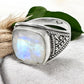 High Quality Natural Rainbow Moonstone 925 Sterling Silver Handmade Ring