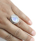 Solid 925 Sterling Silver Oval Shape Rainbow Moonstone Cocktail Ring Size 8.5