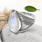 Natural Rainbow Moonstone Solid 925 Sterling Silver Ring Size 8.5