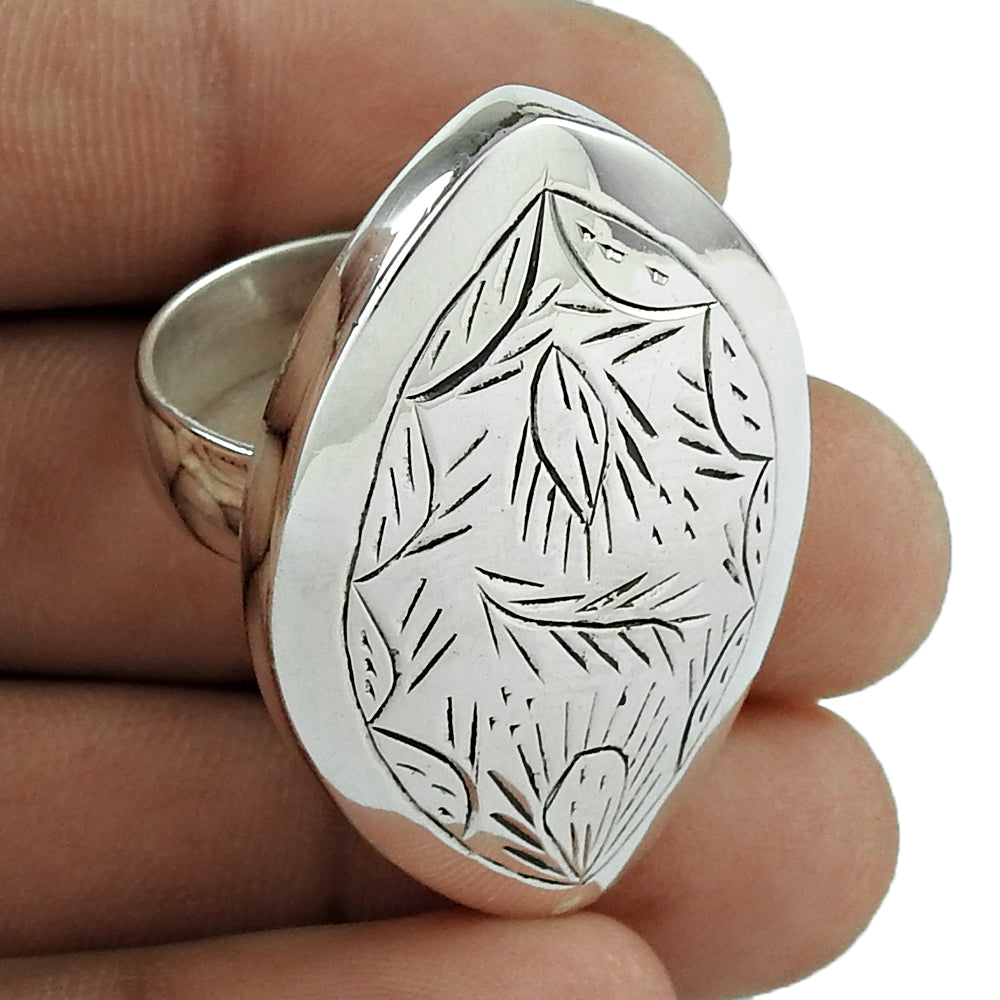 Authentic Solid 925 Sterling Silver Engraved Ring Simple & Elegant