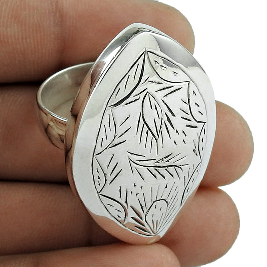 Authentic Solid 925 Sterling Silver Engraved Ring Simple & Elegant