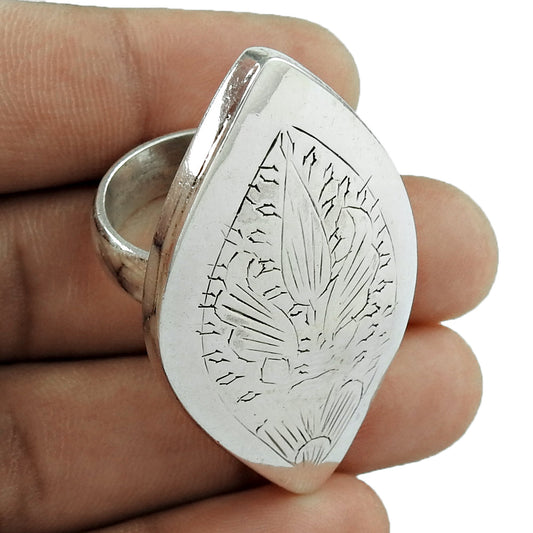 Solid 925 Sterling Silver Engraved Ring Durable Unisex Jewelry Gift