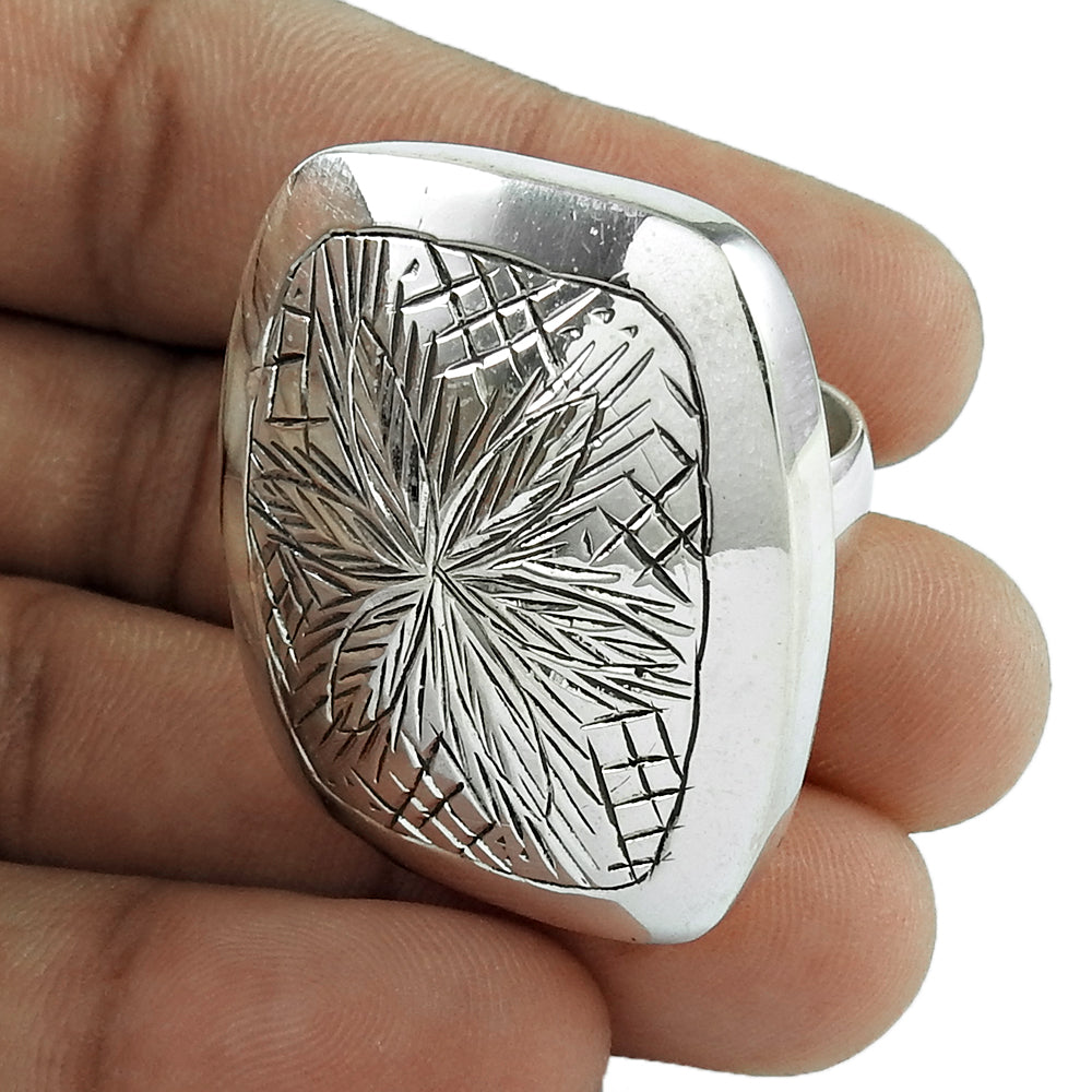 Plain Solid 925 Sterling Silver Engraved Ring Stackable Band