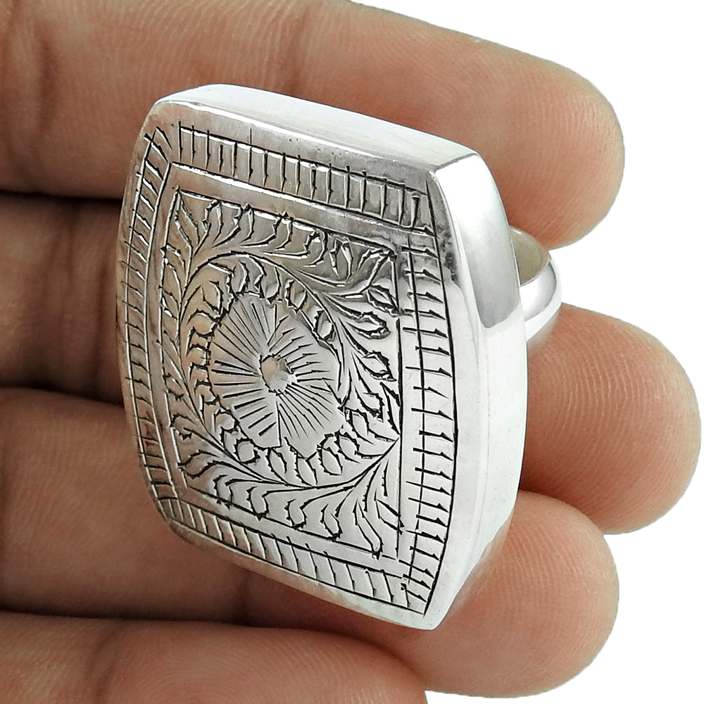 Solid 925 Sterling Silver Engraved Ring Plain Band Unisex Jewelry Gift