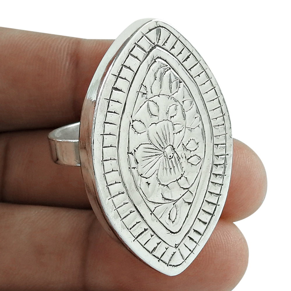 Vintage 925 Sterling Silver Engraved Ring Antique Style Unisex Jewelry Gift