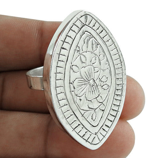Vintage 925 Sterling Silver Engraved Ring Antique Style Unisex Jewelry Gift