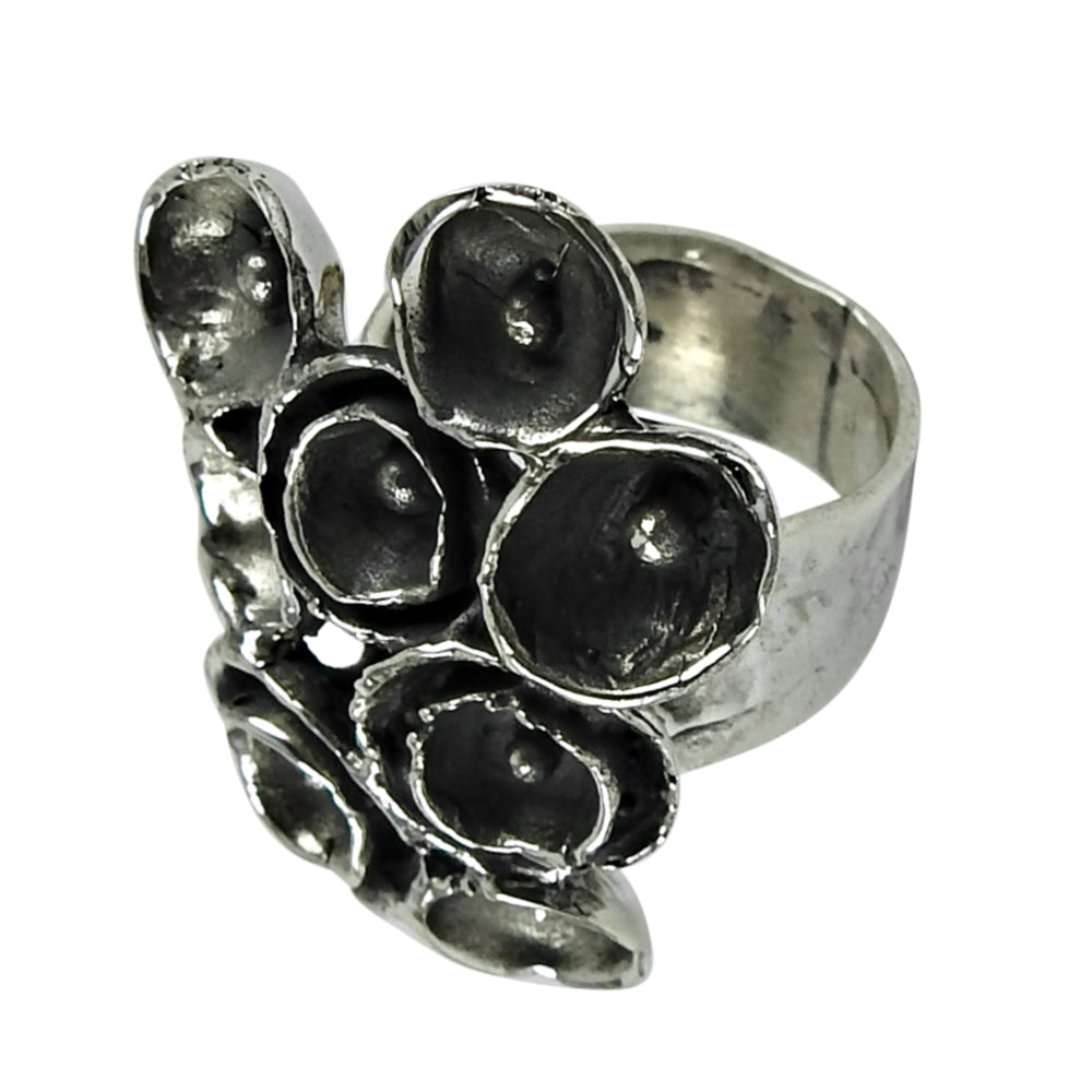 Solid Sterling Silver Handmade Ring Unique Artisan Unisex Oxidized Jewelry