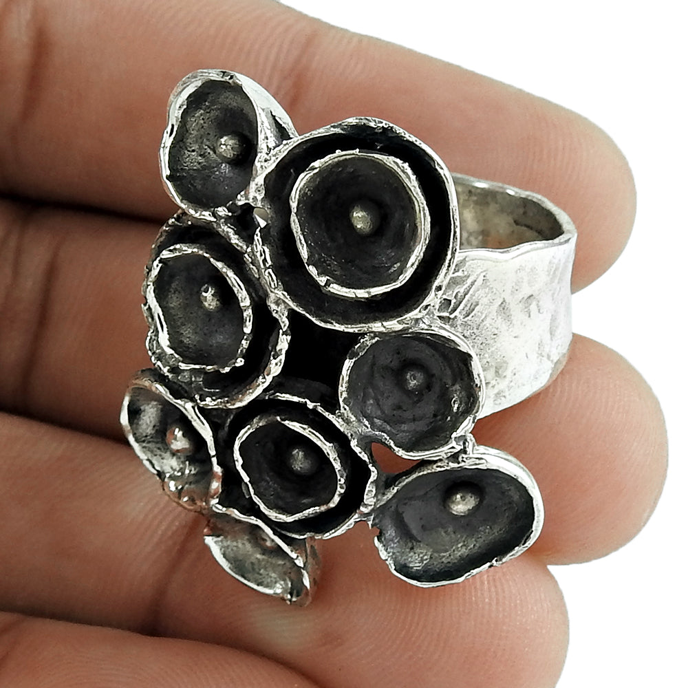 Solid Sterling Silver Handmade Ring Unique Artisan Unisex Oxidized Jewelry