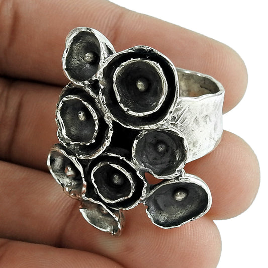 Solid Sterling Silver Handmade Ring Unique Artisan Unisex Oxidized Jewelry
