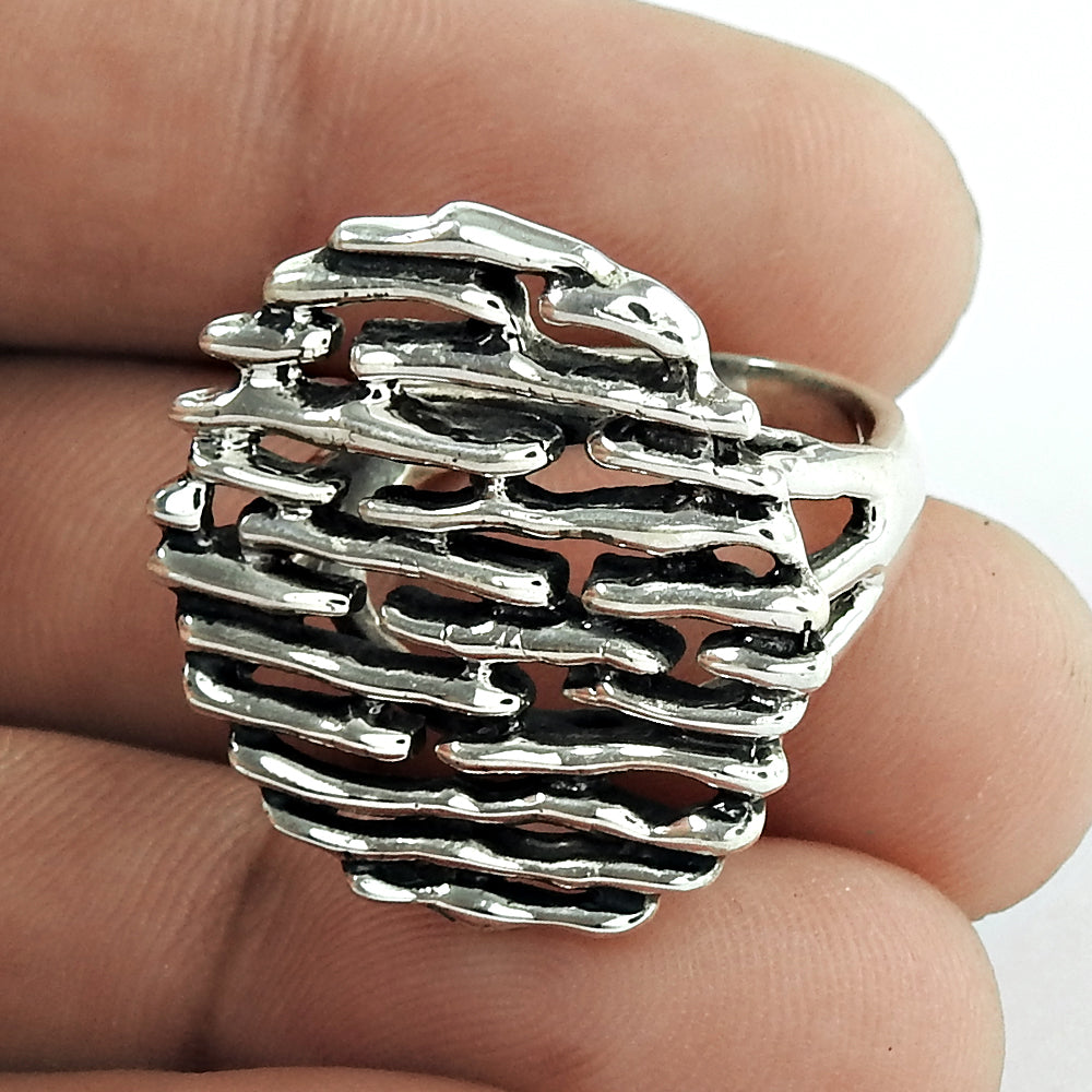 Vintage 925 Silver Handmade Ring Elegant Retro Jewelry for Women