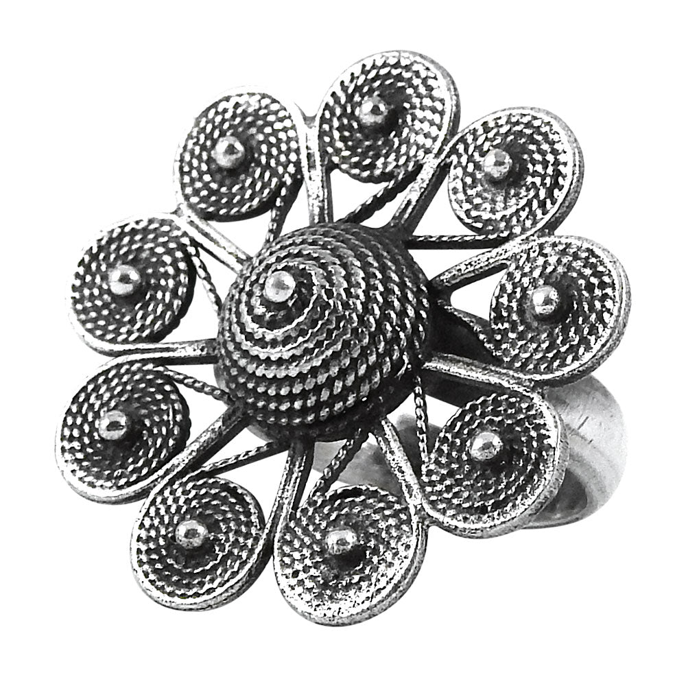Gift For Her 925 Sterling Silver Vintage Look Chunky Statement Ring