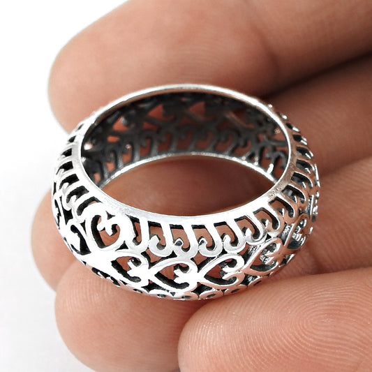 925 Solid Sterling Silver Art Deco Heart Ring