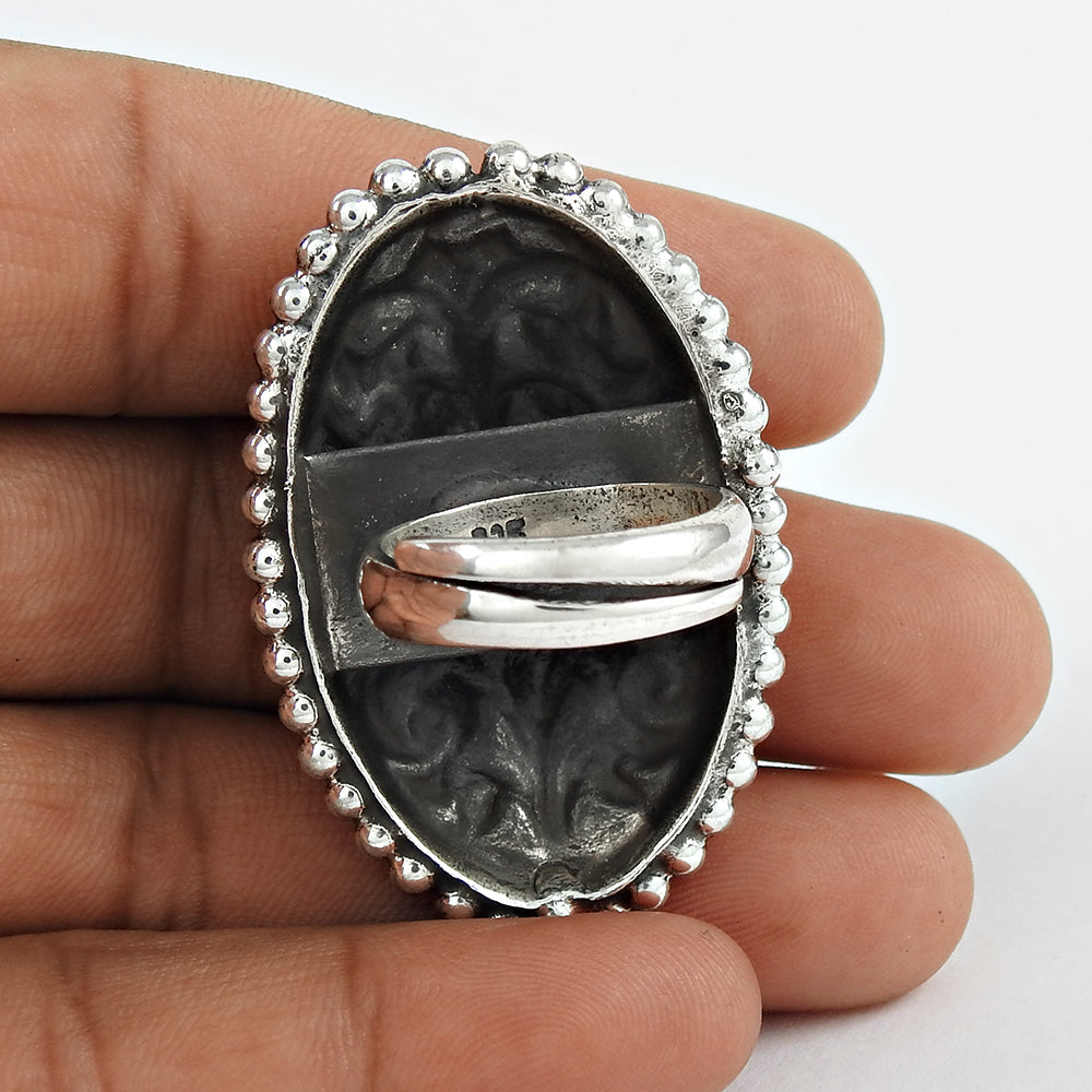 Antique Look Indian Artisan Ring 925 Solid Sterling Silver Band