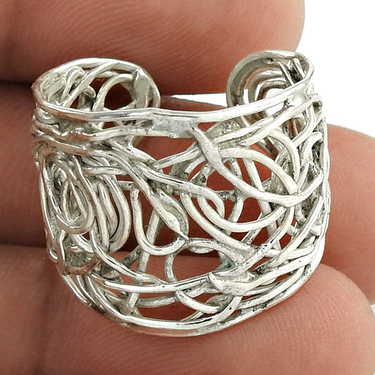 Indian Artisan 925 Solid Sterling Silver Band Filigree Ring