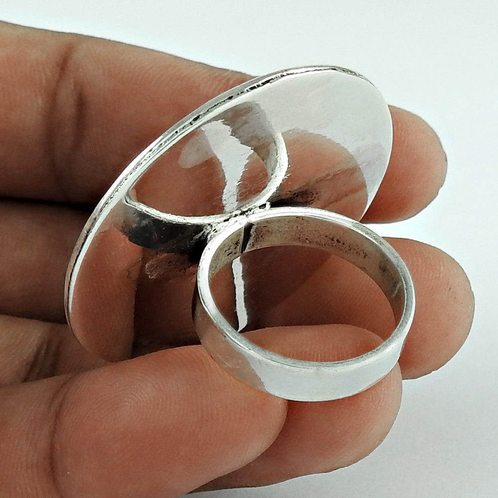 Indian Artisan Jewelry 925 Solid Sterling Silver Statement Ring