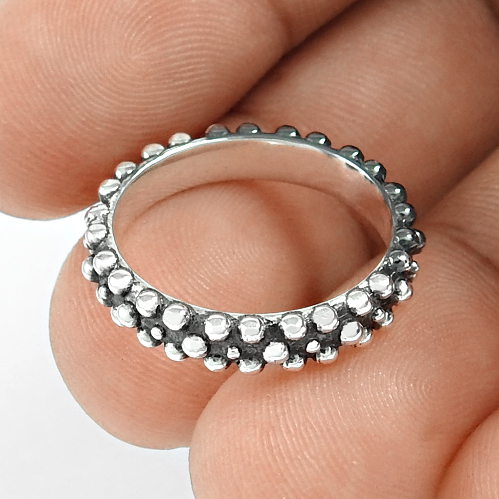 Handmade Indian 925 Solid Sterling Oxidized Silver Ring Band