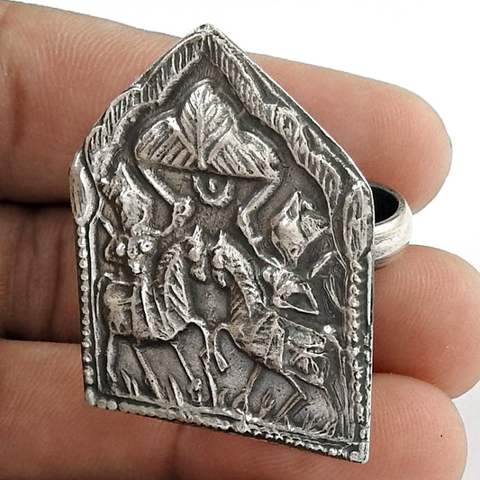 Band Religious Ring 925 Solid Sterling Silver Handmade Indian Jewelry