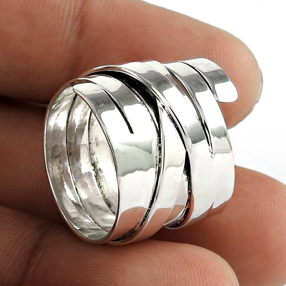 Indian Artisan Jewelry 925 Solid Sterling Silver Cocktail Ring Band