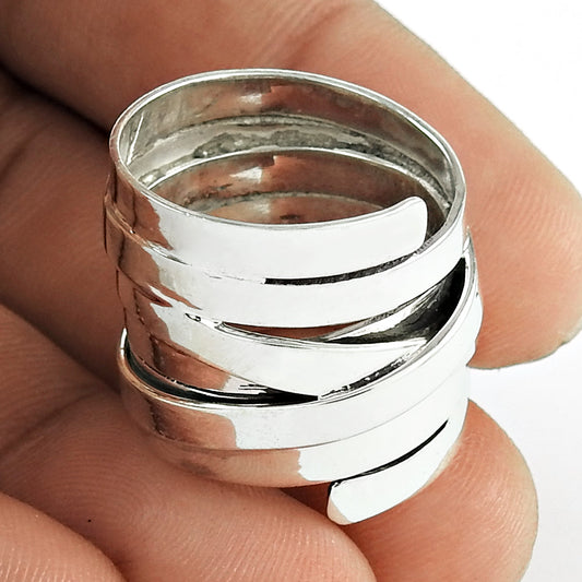 Indian Artisan Jewelry 925 Solid Sterling Silver Cocktail Ring Band