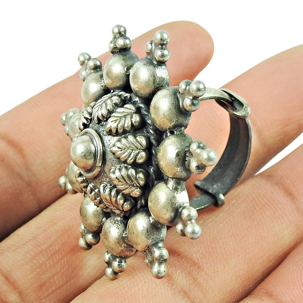 Antique Look Artisan Ring Solid 925 Silver Adjustable Ring Handmade Jewelry D6