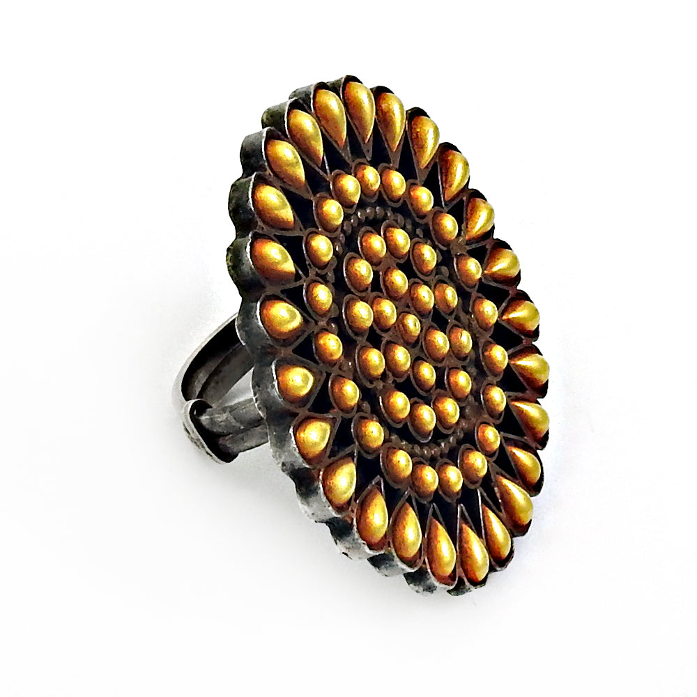 Antique Look Statement Ring Adjustable Ring Solid 925 Sterling Silver Jewelry E2