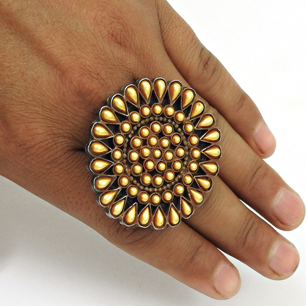 Antique Look Statement Ring Adjustable Ring Solid 925 Sterling Silver Jewelry E2
