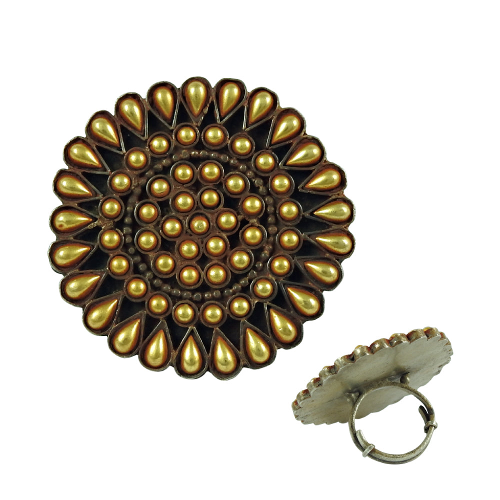 Antique Look Statement Ring Adjustable Ring Solid 925 Sterling Silver Jewelry E2