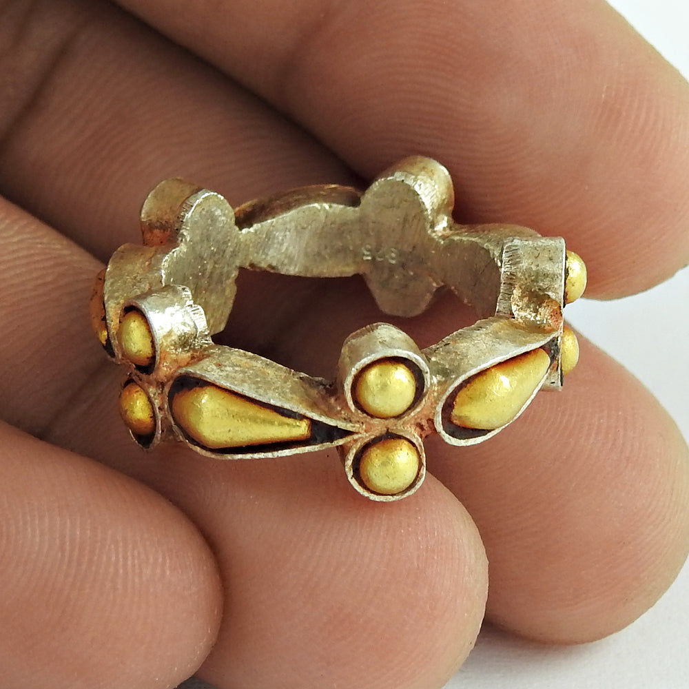 Gold Plated 925 Sterling Silver Cocktail Ring Ethnic Handmade Jewelry S17