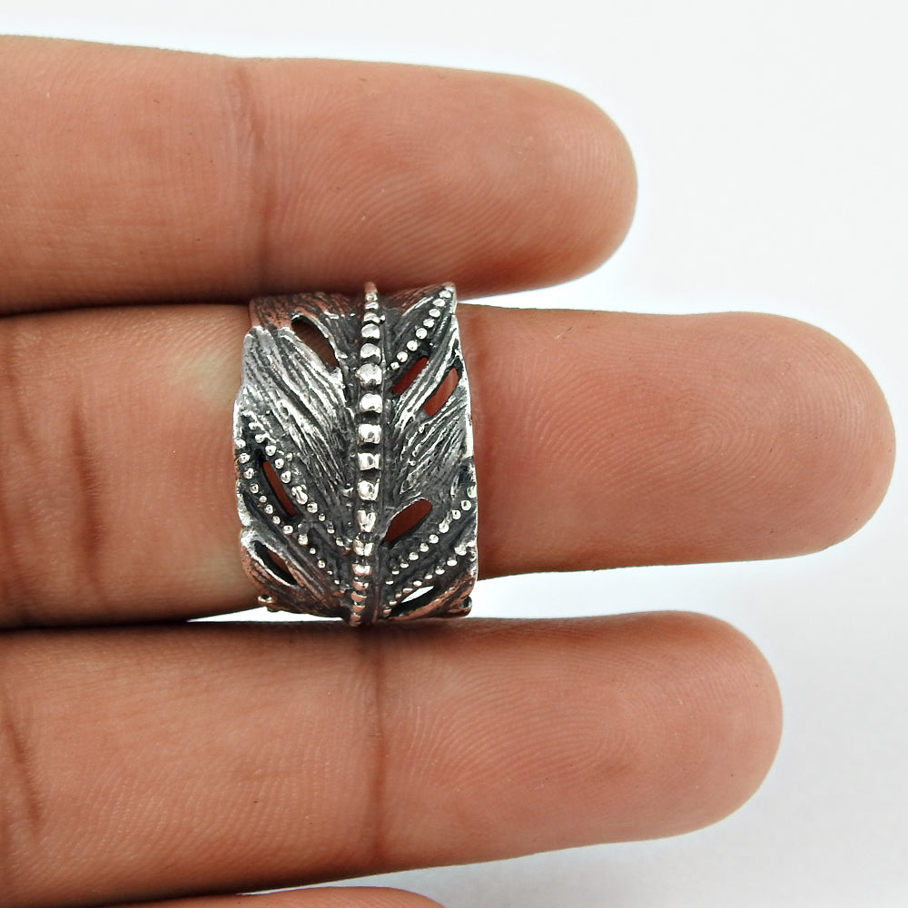 Indian Artisan Jewelry 925 Solid Sterling Silver Statement Leaf Ring
