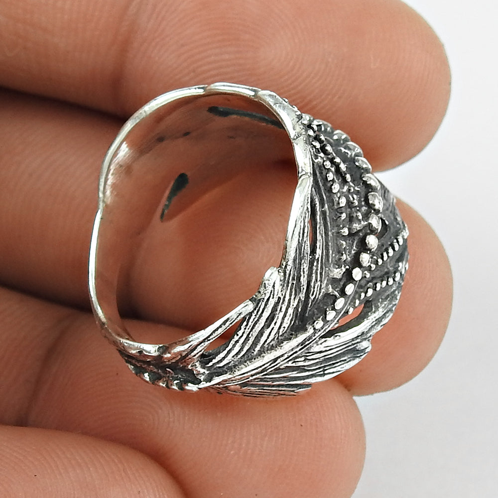 Indian Artisan Jewelry 925 Solid Sterling Silver Statement Leaf Ring