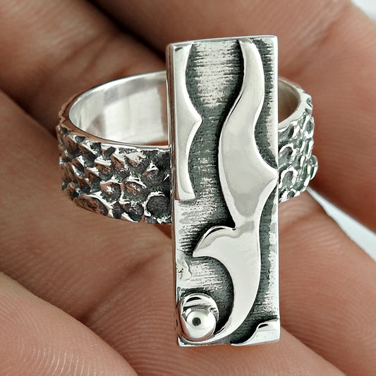 925 Solid Sterling Silver Jewelry Band Geometric Ring Handmade Jewelry Z2