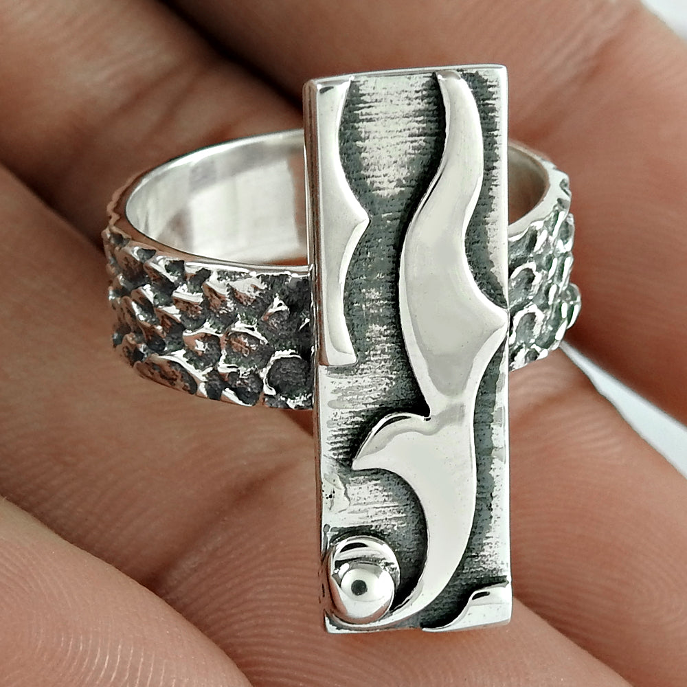 925 Solid Sterling Silver Jewelry Band Geometric Ring Handmade Jewelry Z2