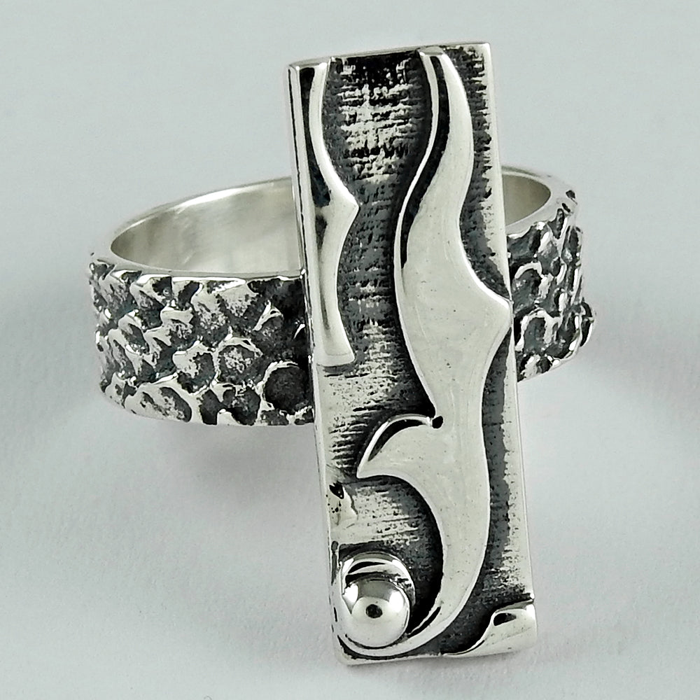 925 Solid Sterling Silver Jewelry Band Geometric Ring Handmade Jewelry Z2