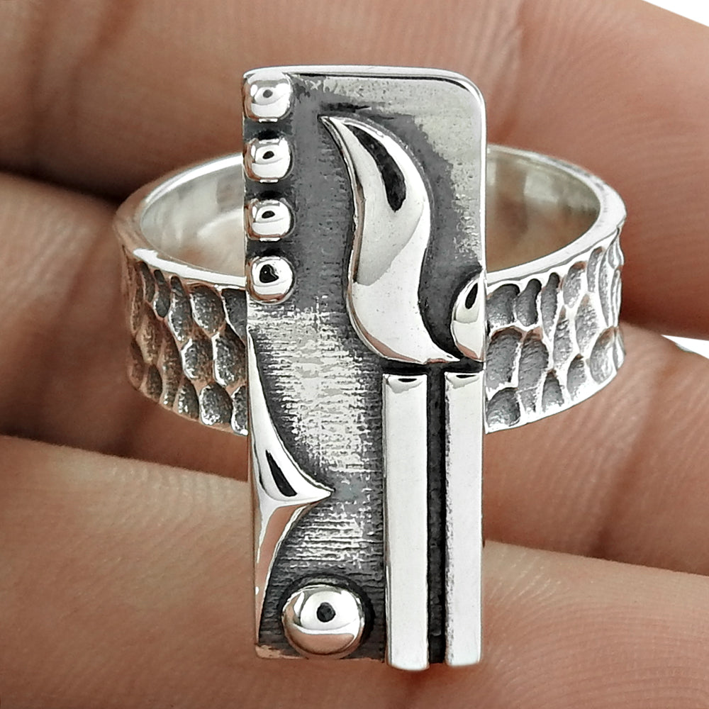 925 Sterling Silver Handcrafted Jewelry Band Geometric Ring