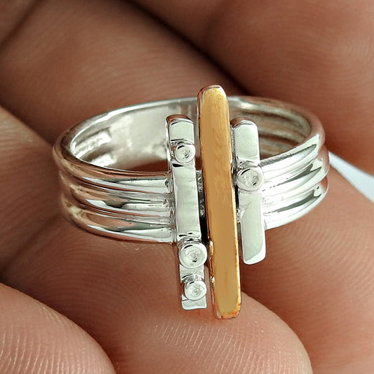 Artisan 925 Solid Sterling Silver Jewelry Cocktail Rose Gold Plated Ring