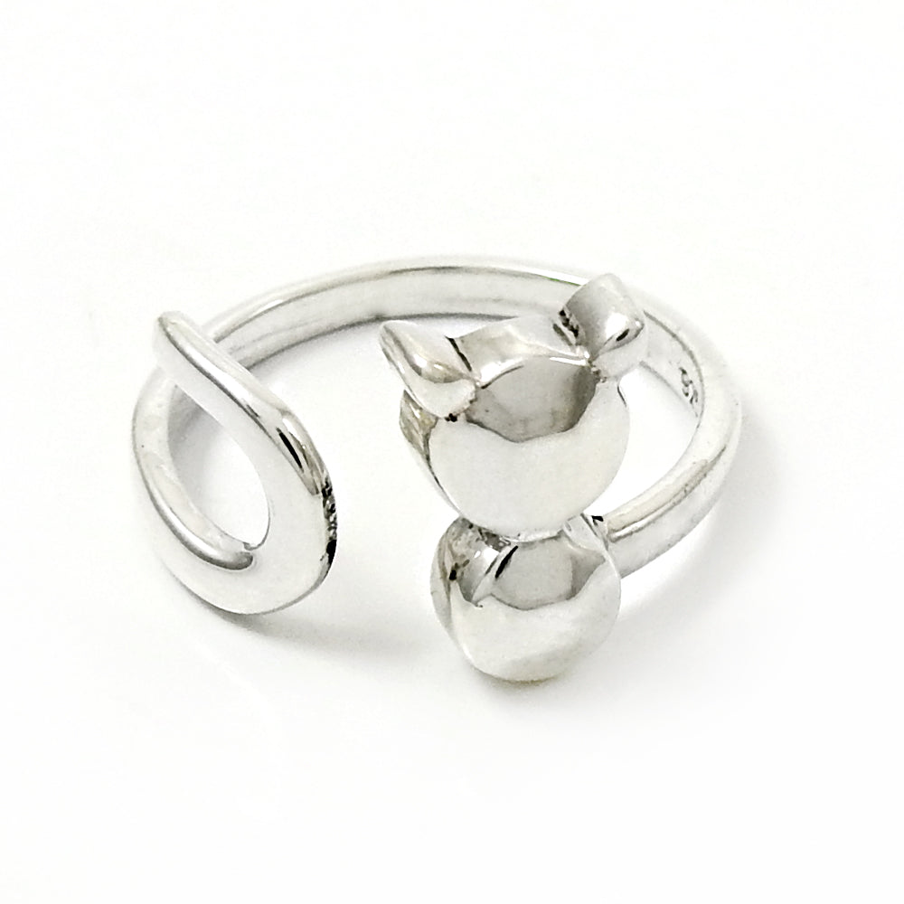 925 Solid Sterling Silver Jewelry Cocktail Cat Design Ring