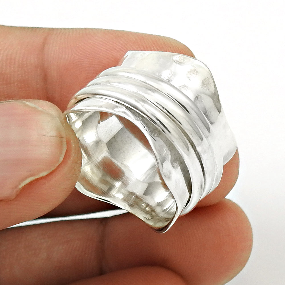 925 Solid Sterling Silver Spinner Ring Handmade Indian Band Jewelry
