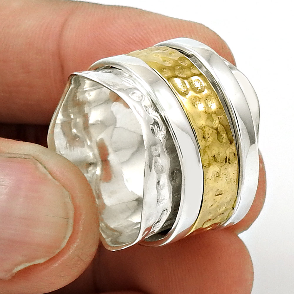 Spinner Ring Gold Plated Solid 925 Sterling Silver Handmade Jewelry