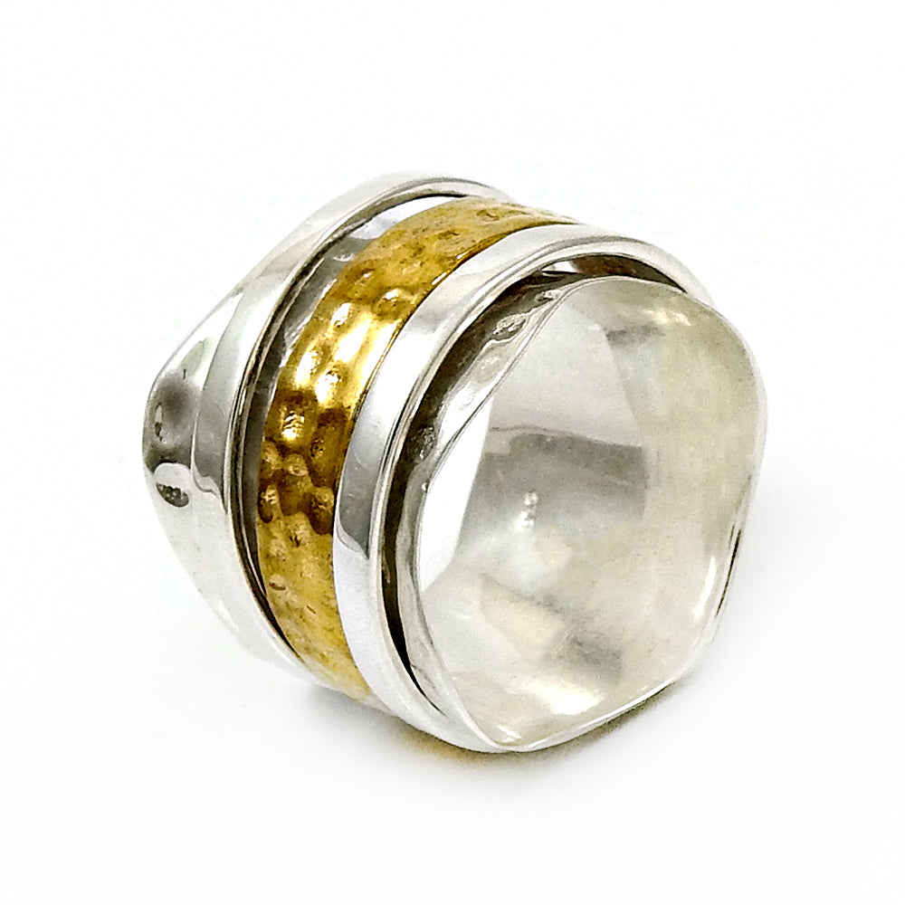 Spinner Ring Gold Plated Solid 925 Sterling Silver Handmade Jewelry
